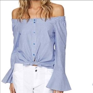 Sanctuary pink and white off shoulder top size L